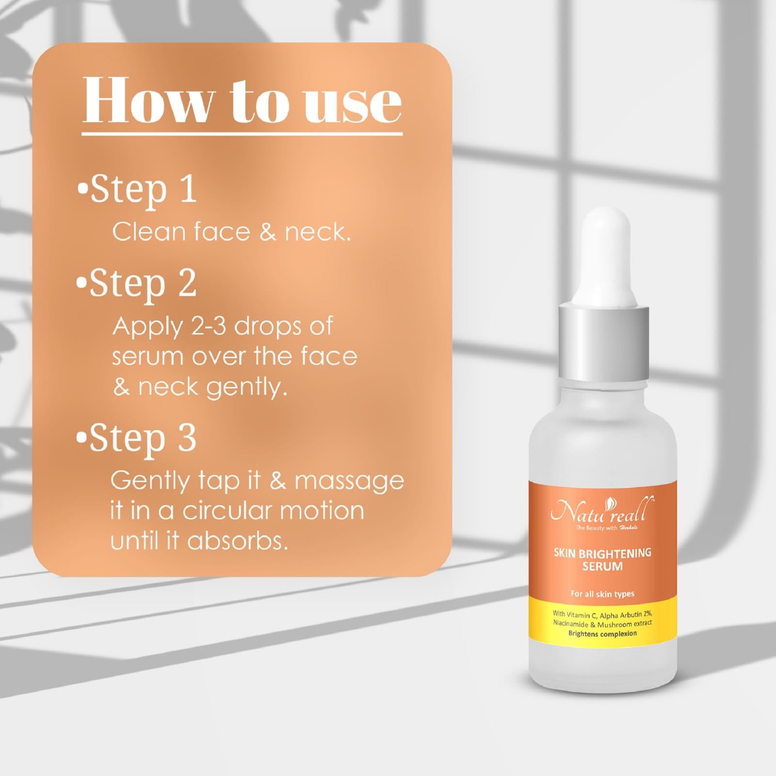 Natureall Serum for Skin Brightening, Reduces Excess Oil, Blackheads & Whiteheads, Vitamin C Serum | 30 ML (Skin Brightening)