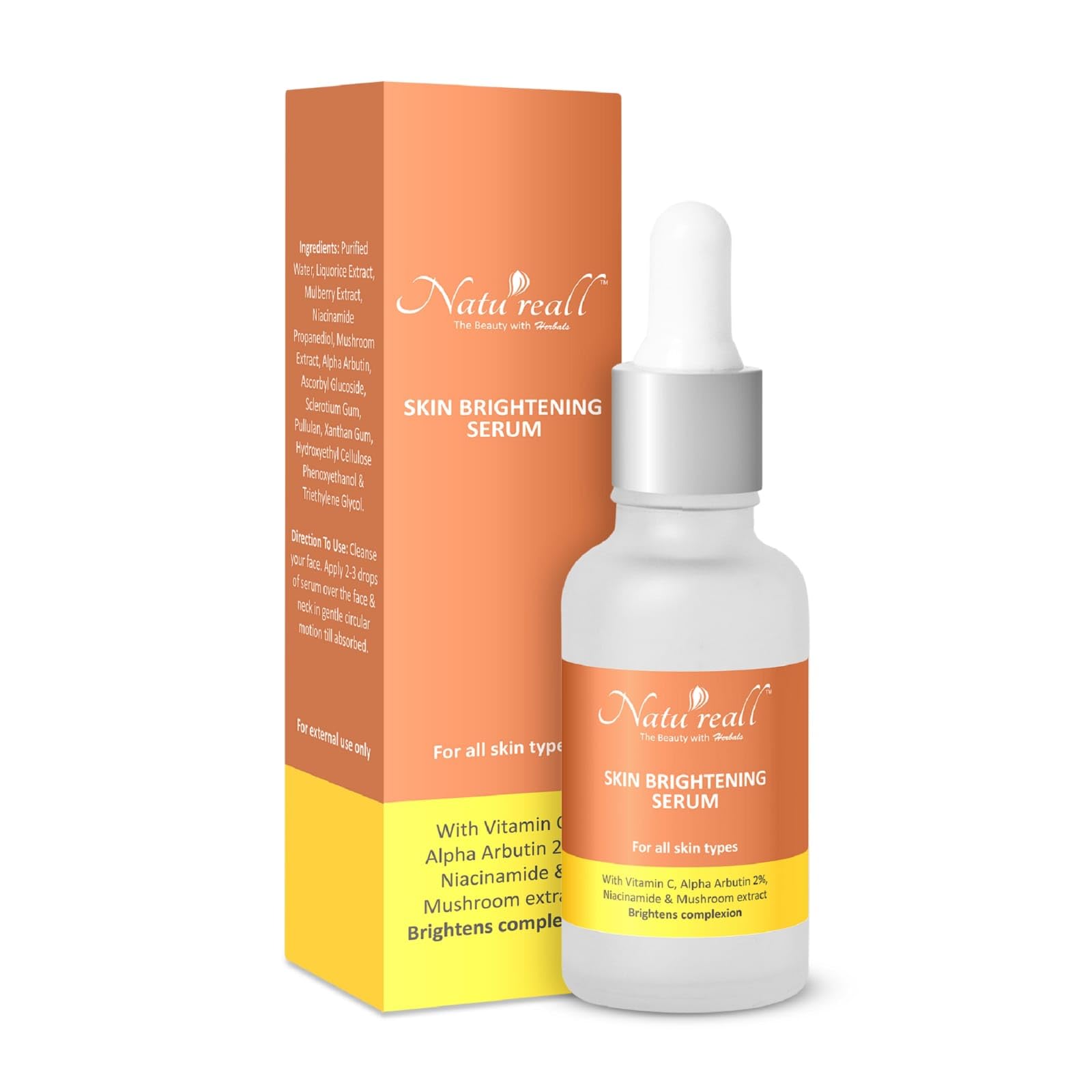 Natureall Serum for Skin Brightening, Reduces Excess Oil, Blackheads & Whiteheads, Vitamin C Serum | 30 ML (Skin Brightening)