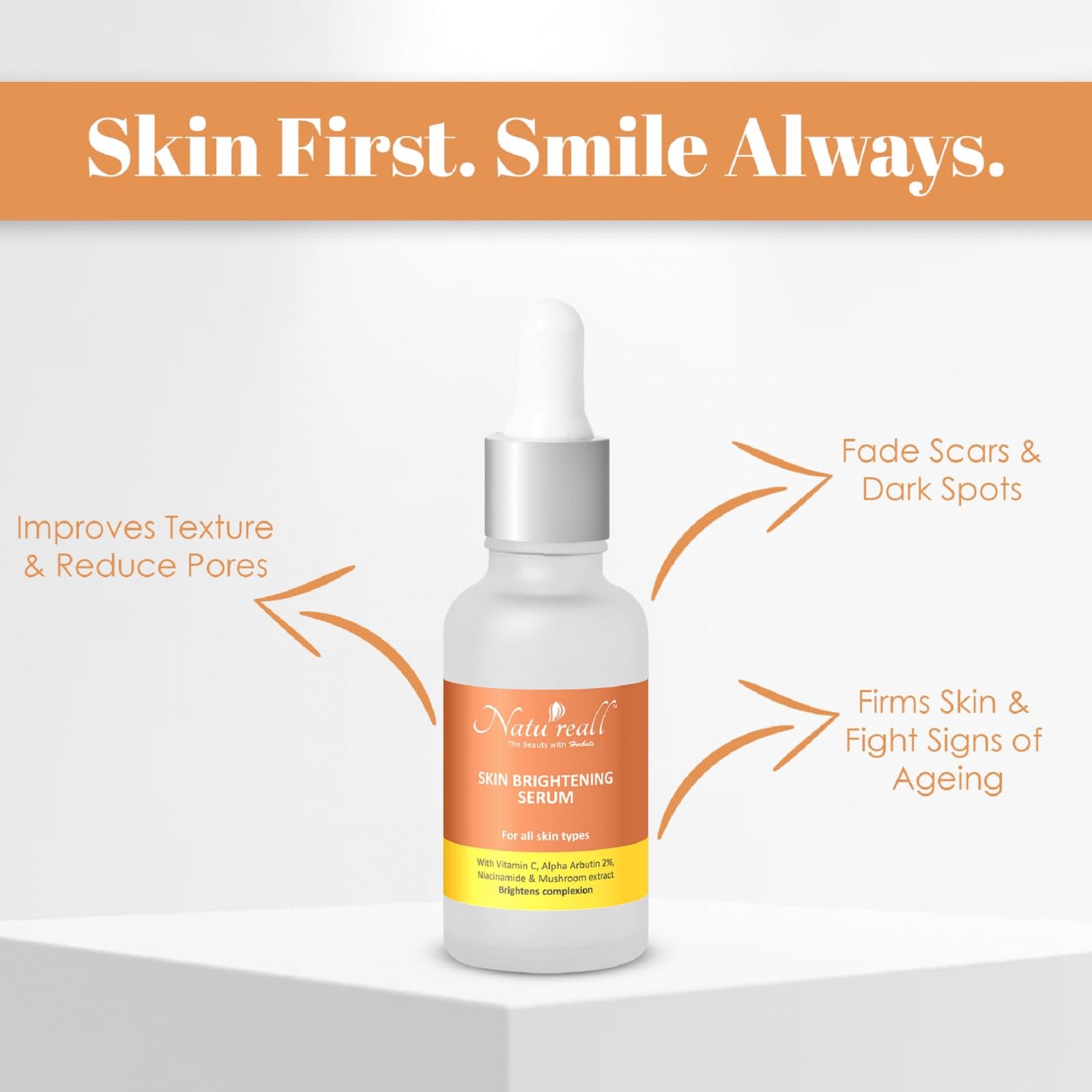 Natureall Serum for Skin Brightening, Reduces Excess Oil, Blackheads & Whiteheads, Vitamin C Serum | 30 ML (Skin Brightening)