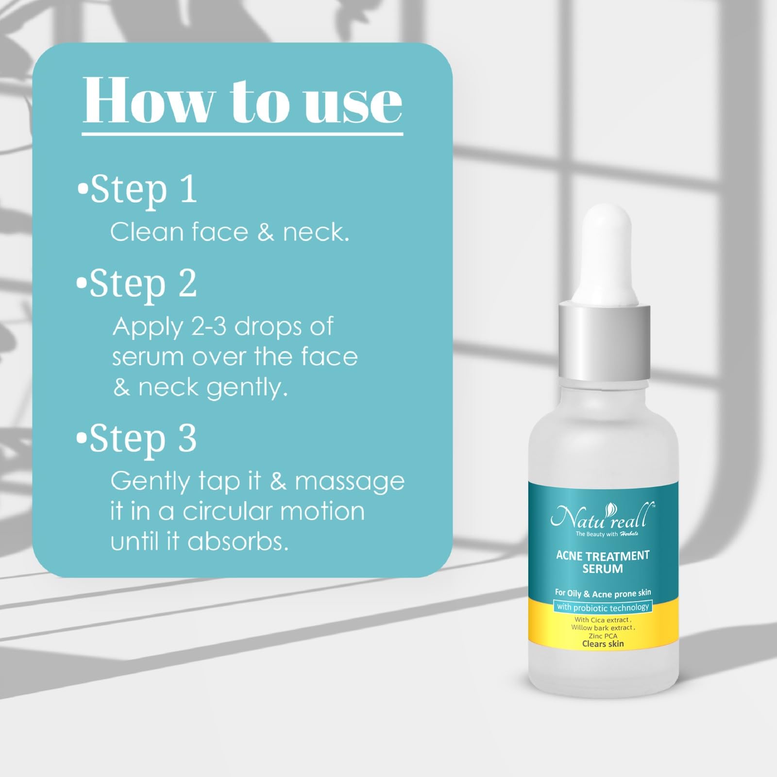 Natureall Serum for Acne, Reduces Excess Oil, Blackheads & Whiteheads, Acne Serum for Open Pores | 30 ML (Acne Treatment)