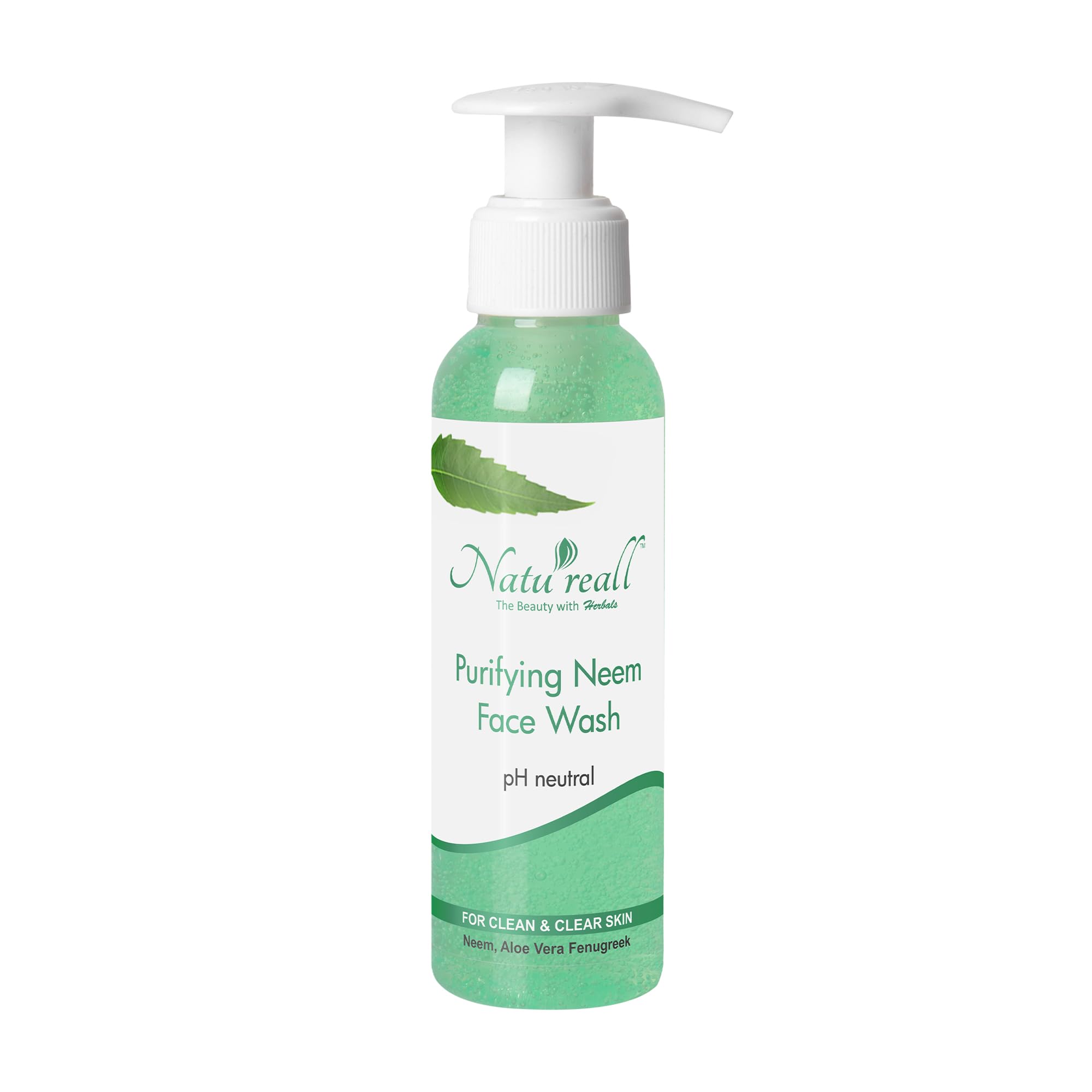 Natureall Neem Face Wash for Pimple Control Face Wash | Natural Extracts and Organically Pure | Prevents Acne | Natural Neem Extracts | Aloe Vera Extracts, Suitable for All Skin Types | 120mL