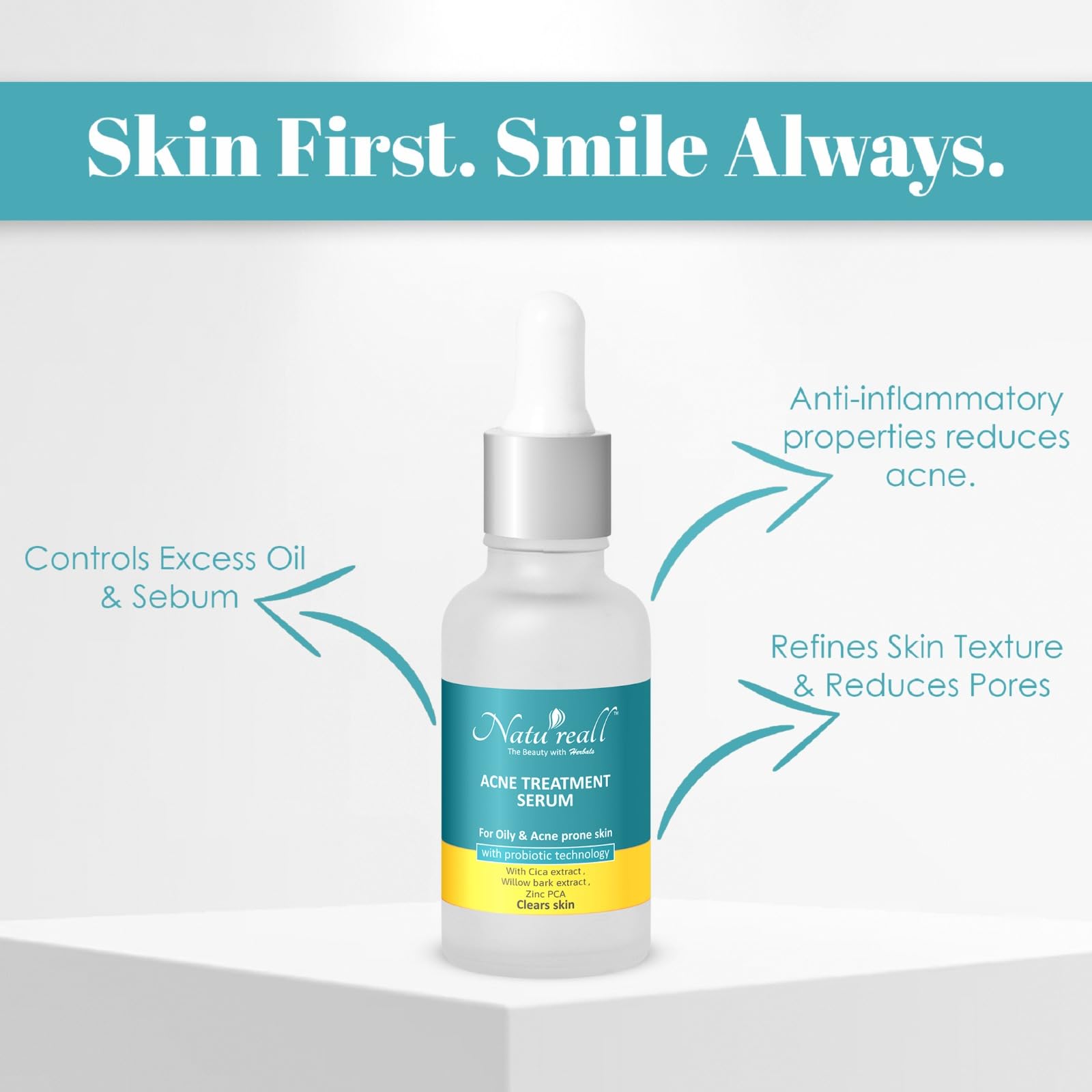 Natureall Serum for Acne, Reduces Excess Oil, Blackheads & Whiteheads, Acne Serum for Open Pores | 30 ML (Acne Treatment)