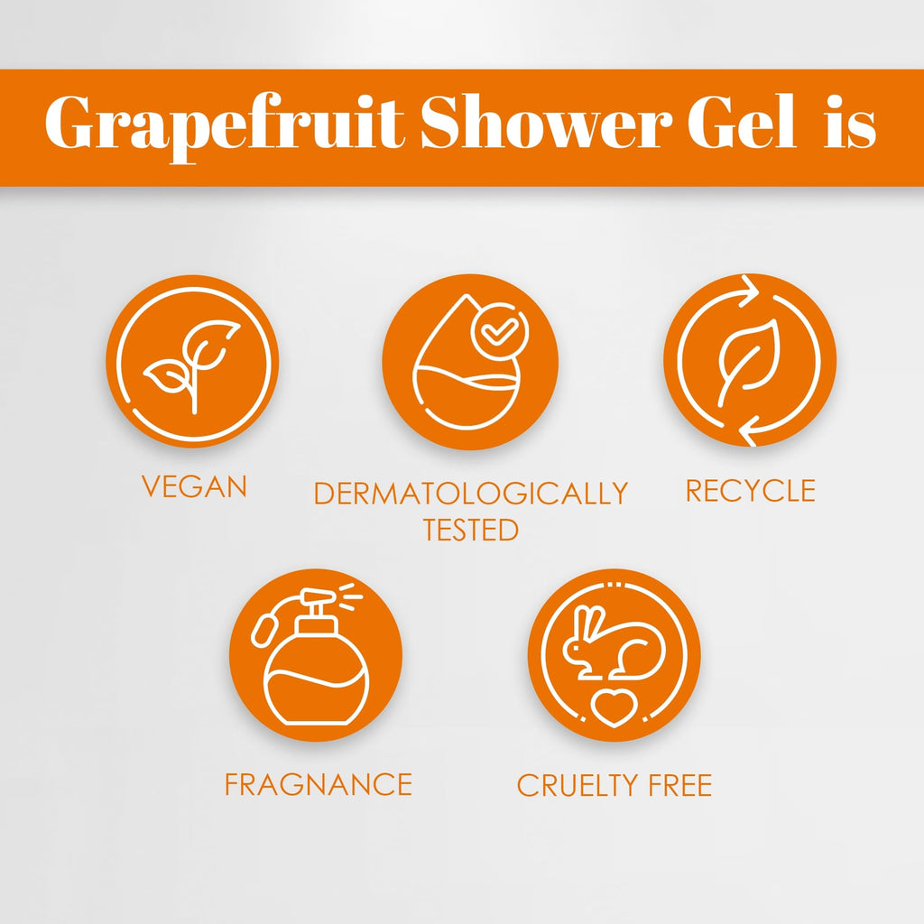 Natureall Revitalizing Body Wash Shower Gel With Grapefruit Extract, Propylene Glycol, Ultra-Sensorial Shower Gel with Smooth Soap Free, For Soft, Smooth & Moisturised Skin | 200 Ml
