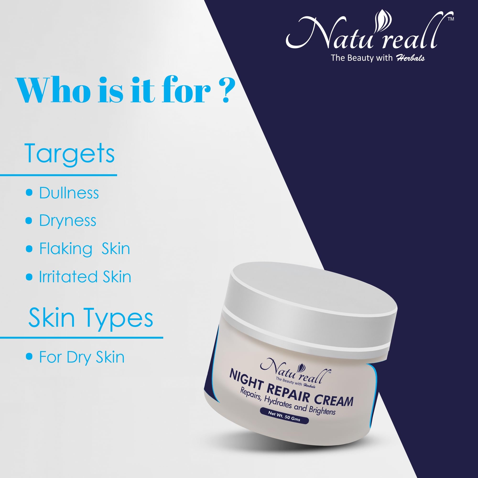 Natureall Night Cream For Cells Renewal, Improve Blood Circulation with Almond Oil | Moringa Oil | Green Tea Extract | Shea Butter Caffeine| 50 GMS