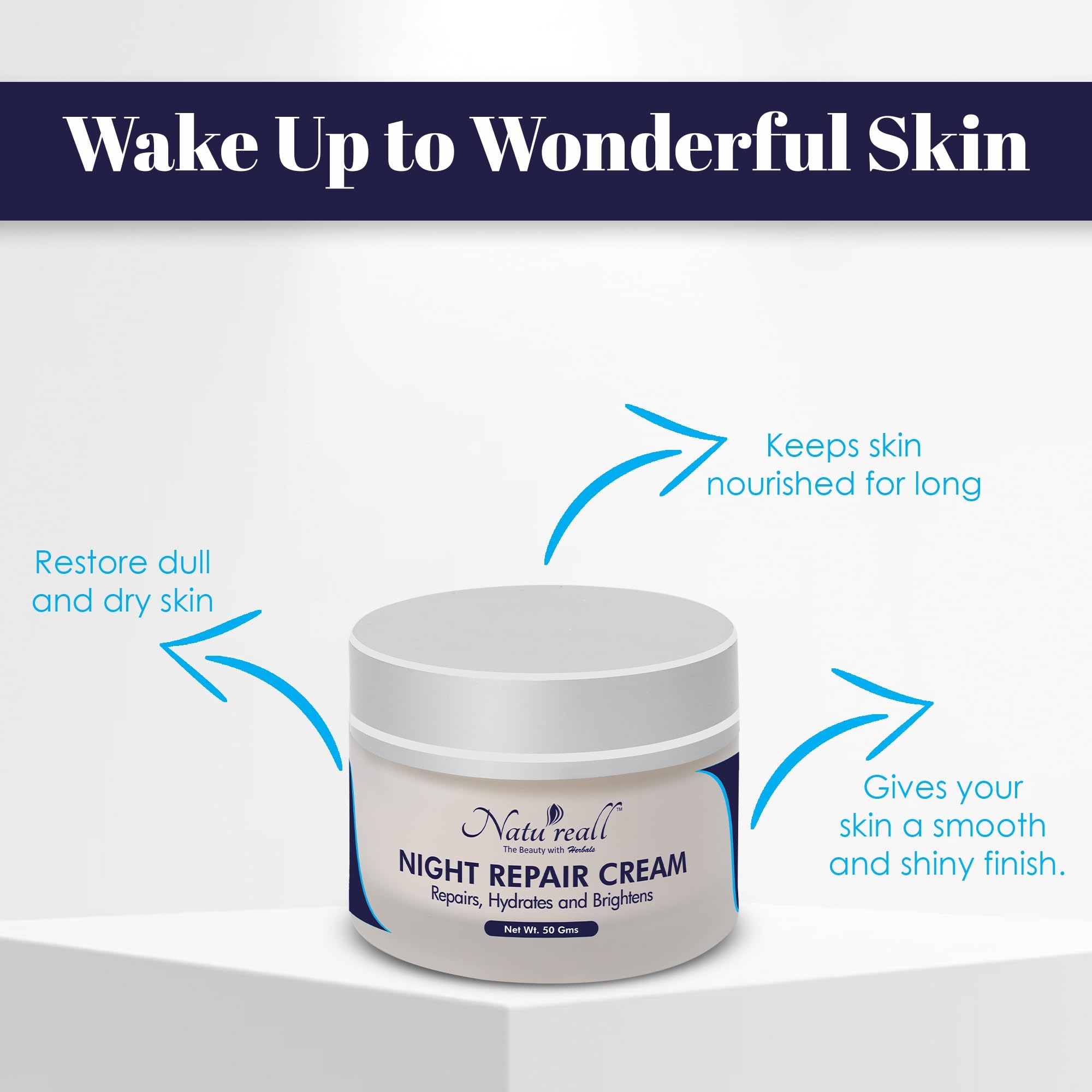 Natureall Night Cream For Cells Renewal, Improve Blood Circulation with Almond Oil | Moringa Oil | Green Tea Extract | Shea Butter Caffeine| 50 GMS