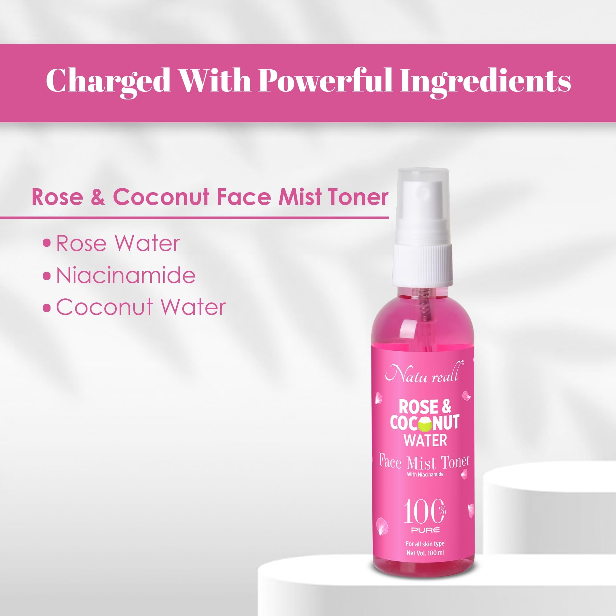 Natureall Rose and Coconut Water For Soften Fine Lines, wrinkles and Protects Skin from Free Radical Damage | 100 ML