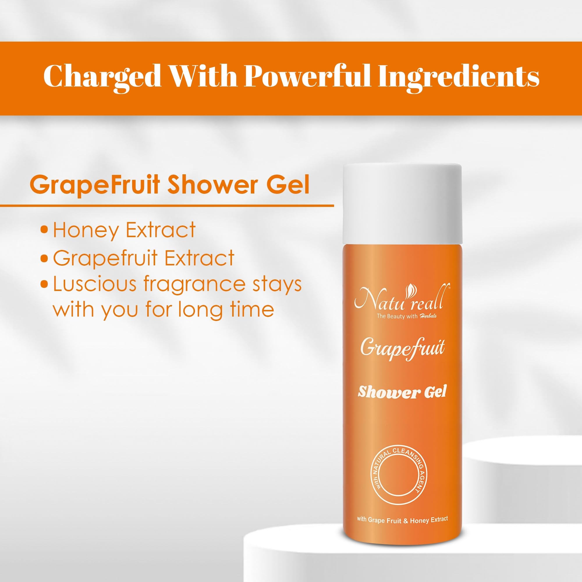 Natureall Revitalizing Body Wash Shower Gel With Grapefruit Extract, Propylene Glycol, Ultra-Sensorial Shower Gel with Smooth Soap Free, For Soft, Smooth & Moisturised Skin | 200 Ml